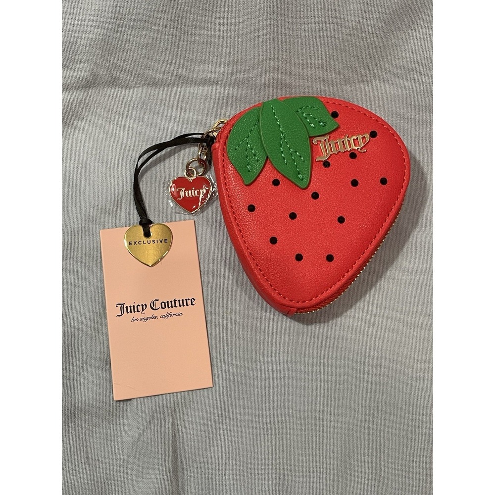 NEW Adorable Juicy Couture Sweet Juicy L-Berry Coin Pouch - Green & Red Colored